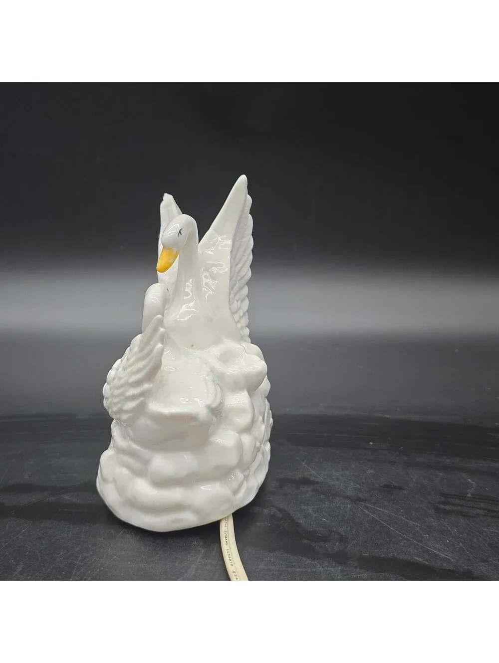 Vintage 1985 Lefton Porcelain Swan Night Light Lamp 04969 Japan Foil Sticker